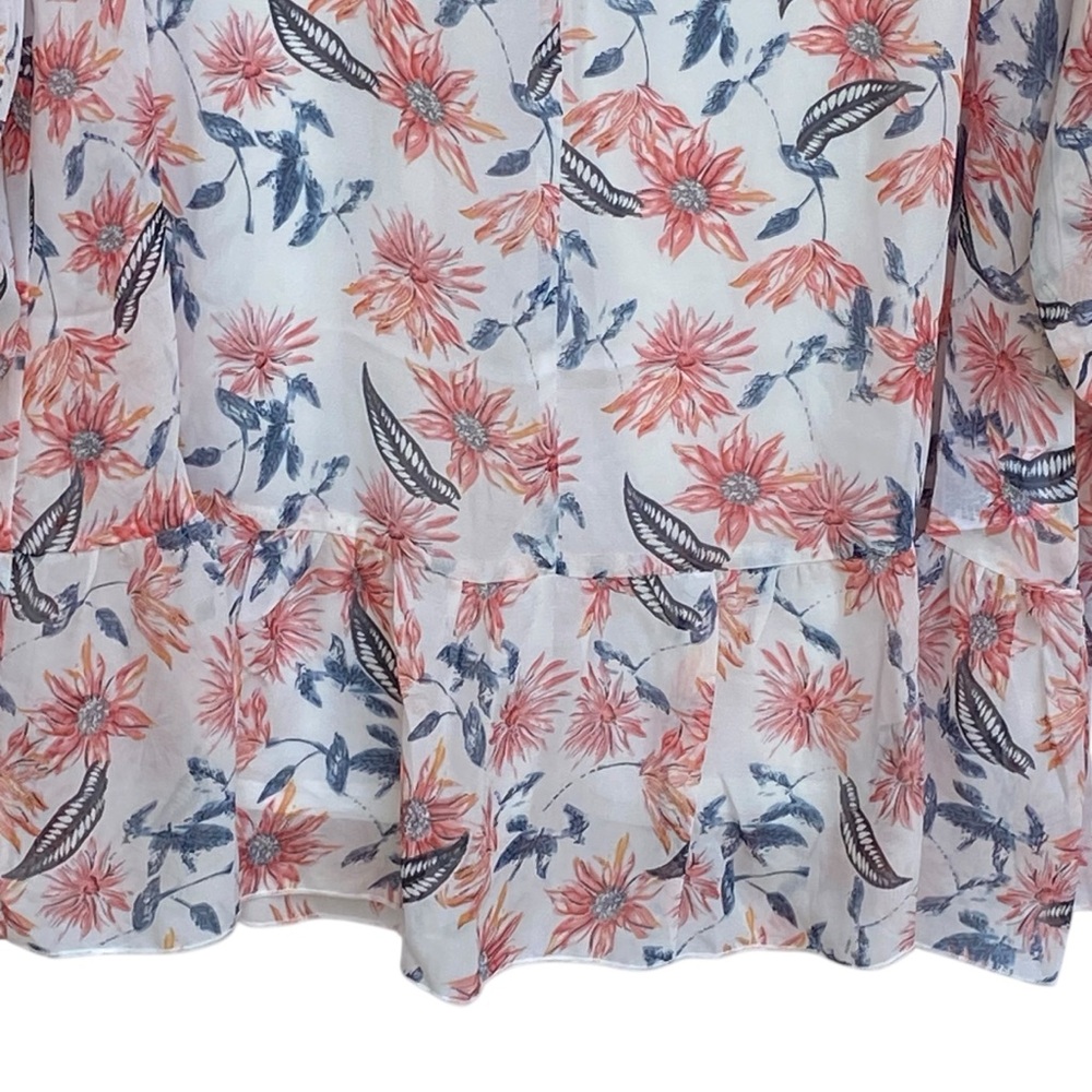 Umgee Lightweight Floral Dress Womens Size Medium NWT White Ruffle Tie Tassels - Picture 7 of 11